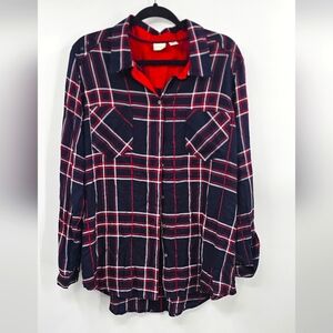 Westbound Navy Blue Plaid Button-Down Shirt Size XL